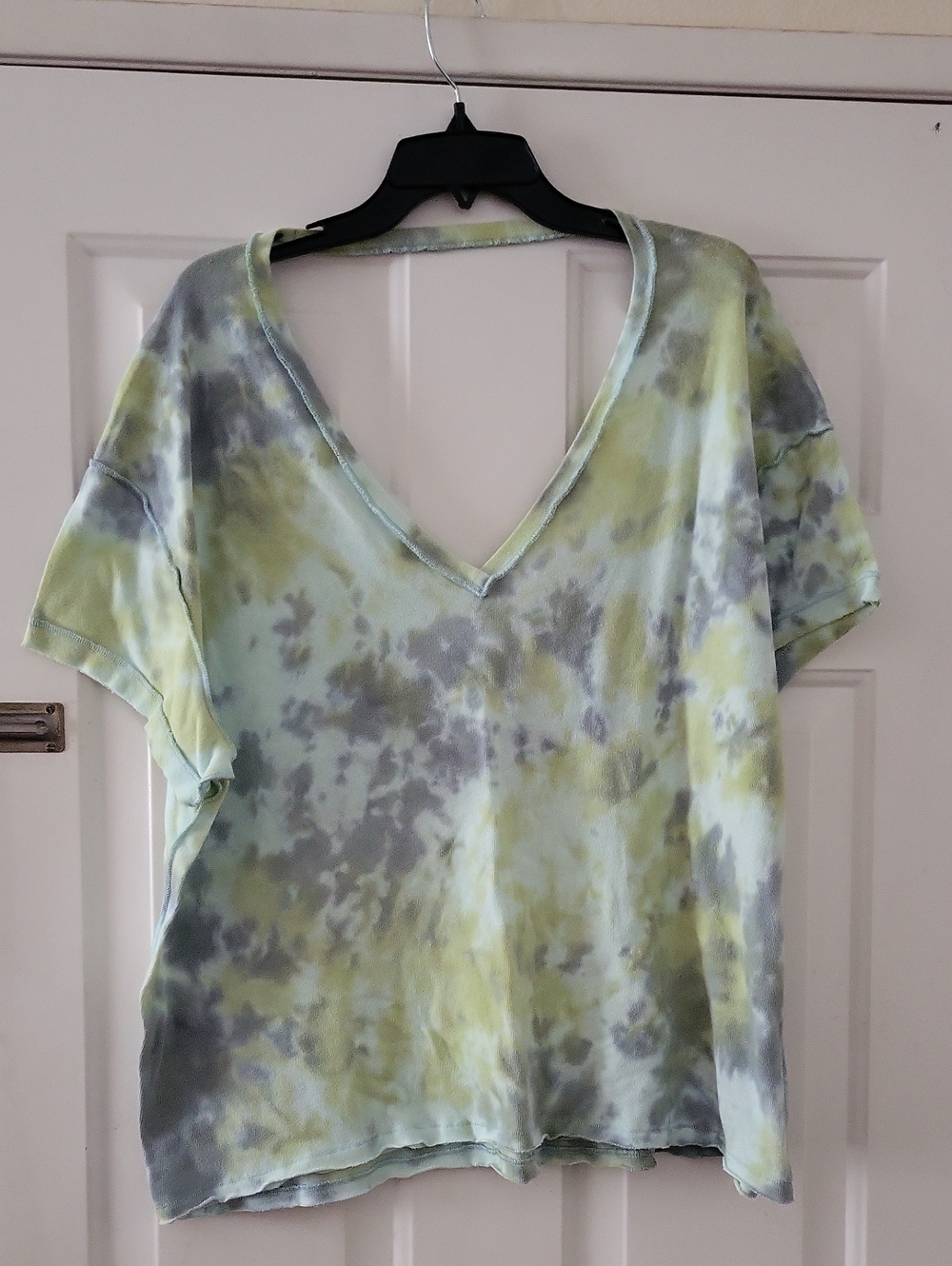 Free People All Mine Tie Dye Tee Green & Gray Large